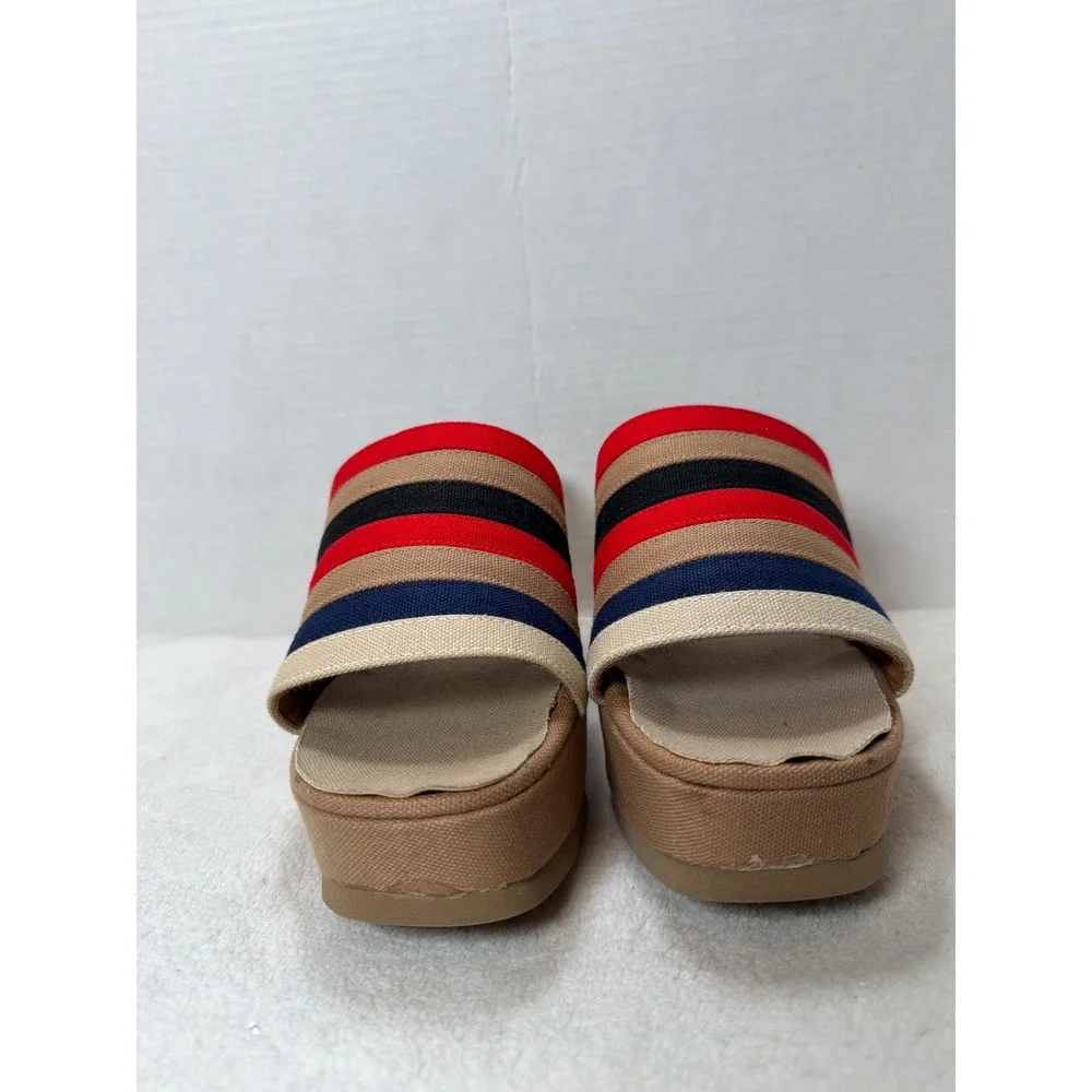VTG NIB Grungies by Hofheimers Womens Striped Wedge‎ Platform Sandals Size 8M